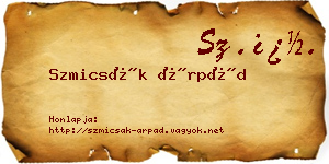Szmicsák Árpád névjegykártya